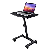 Seville Classics Height Adjustable Sitting Mobile Laptop Desk Cart Ergonomic Table, Flat (23.6"), Black