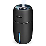 Lion Palace USB Car Humidifier,200 Milliliter Mini Portable Humidifiers Air Purifier with 7 Colors LED Night Light,Car Office Room Bedroom, etc.(Black)