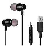 USB Earbuds for Computer, in-Ear Headphones with Microphone & 1.8M Long Cord, Compatible with Laptop, Desktop PC, Notebook, Chromebook, CGS-W1B