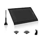 HUION H610PRO V2 Graphic Drawing Tablets 10x6 inch Digital Drawing Pad for Computer/Mac/Chromebook, 8192 Battery-Free Pen Tilt Function, Glove and 18 Pen Nibs Included