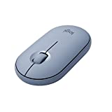 Logitech Pebble M350 Wireless Mouse with Bluetooth or USB - Silent, Slim Computer Mouse with Quiet Click for iPad, Laptop, Notebook, PC and Mac - Blue Grey