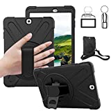 Galaxy Tab S2 9.7 Case - Dropproof Shockproof Heavy Duty Tablet Cover Rotatable Kickstand Handle Stand Hand Strap Shoulder Belt Carrying Case for Samsung SM-T810/T813/T815/T817/T818/T819 9.7" Black