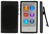 iPod Black Belt Clip TPU Rubber Skin Case Cover for Apple iPod Nano 7th Generation 7G 7