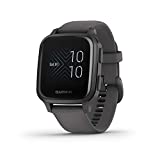 Garmin Venu Sq, GPS Smartwatch with Bright Touchscreen Display, Up to 6 Days of Battery Life, Slate Aluminum Bezel with Shadow Gray Case and Silicone Band, Slate Band