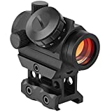 MidTen 2MOA Micro Red Dot Sight 1x25mm Reflex Sight Waterproof & Shockproof & Fog-Proof Red Dot Scope, Mini Rifle Scope with 1 inch Riser Mount, Black.