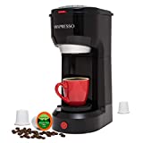 Mixpresso 2 in 1 Coffee Brewer, Single Serve Coffee Maker K Cup Compatible & Ground Coffee, Personal Coffee Maker ,Compact Size Mini Coffee Maker, Quick Brew Technology (14 oz) (black)