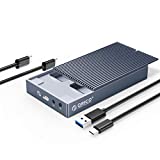 ORICO M.2 SSD Enclosure for PCIe NVMe NGFF SATA SSD, USB 3.2 Gen2 10Gbps Type-C Dual-Bay Aluminum External SSD Enclosure for M-Key B&M-Key 2230 2242 2260 2280 SSD-M2NV01