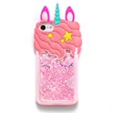 Quicksand Unicorn Case for iPod Touch 7/Touch 5 6,3D Cute Case for Women Girls Teens Kids,Kawaii Lovely Bling Flow Liquid Quicksand Unicorn Gift Soft Silicone Case for iPod Touch 7/Touch 6/Touch 5