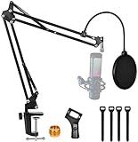Compatible with HyperX Quadcast S Mic Boom Arm, For Hyperx Quadcast Microphone Adjustable Stand with Pop Filter,Windscreen to Improve Sound Quality By YUZUHOME