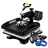 VEVOR Pro Heat Press Machine, 15 x 15 Inches, Fast Heating, 5 in 1 Combo 360 Swing Away Digital Sublimation T-Shirt Vinyl Transfer Printer with Anti-Scald Surface, Hat, Mug, Plate, ETL Listed, Black