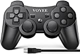 VOYEE Wireless Controller Compatible with Playstation 3 PS3, with Upgraded Joystick/Rechargerable Battery/Motion Control/Double Shock (Black)