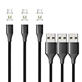 NetDot Magnetic Charging Cable, Gen10 Nylon Braided Magnetic Phone Charger Compatible with USB-C and Micro USB Devices (3.3ft/3 Pack Black)