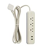 Globe Electric Designer Series 6-ft 3-Outlet USB Surge Protector Power Strip, 2x USB Ports, Right Angle Plug, Taupe Rubberized Finish 78388