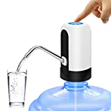 KUFUNG Portable Water Bottle Pump, 5 Gallon Universal Bottle Electric Water Dispenser with Switch and USB charging, for Camping, Kitchen, Workshop, Garage(White, 1 Pack) (White)