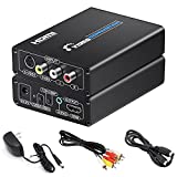 MISOTT RCA Svideo to HDMI Converter, RCA Svideo HDMI Adapter, Composite CVBS AV RCA to HDMI Converter, RCA or Svideo + R/ L Audio in HDMI Out Converter