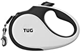 TUG 360° Tangle-Free, Heavy Duty Retractable Dog Leash with Anti-Slip Handle; 16 ft Strong Nylon Tape; One-Handed Brake, Pause, Lock (Small, White)