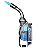 Yeuligo Torch Lighters, Butane Lighter with 360° Flexible Neck and Visible Window, Refillable Grill Lighter with Keyhole, Blue(Without Gas)