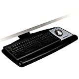 3M Under Desk Keyboard Tray, Turn Knob to Adjust Height and Tilt to Enhance Comfort and Ergonomics, Sturdy Tray with Gel Wrist Rest and Precise Mouse Pad, Stores Under Desk, 17" Track, Black (AKT60LE)