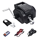 Cygrd Portable Trailer Winch, Reversible Electric Winch 12V DC, Power-in, Power-out and Freewheel Operations for Boats Up to 6000 lbs with Wireless Remote Control and Hand Crank