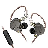 erjigo KZ ZSN Pro Dynamic Hybrid Dual Driver in Ear Earphones Detachable Tangle-Free Cable Musicians in-Ear Earbuds Headphones (Gray with Microphone)