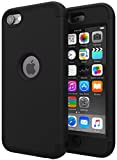 iPod Touch 7 Case,iPod Touch 6 Case,SLMY(TM) Heavy Duty High Impact Armor Case Cover Protective Case for Apple iPod Touch 5/6/7th Generation Black/Black
