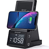 dpnao Alarm Clock with Wireless Charging, Night Light Bluetooth Speaker, USB Fast Charger Compatible,Wireless Charging Stand Compatible with iPhone 13 Pro Max/13 Mini/12/11/8,Samsung S20 FE 5G/S21Plus