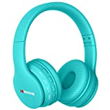 Midola Headphones Bluetooth Wireless Kids Volume Limit 85dB /110dB Over Ear Foldable Noise Protection Headset AUX 3.5mm Cord Mic for Children Boy Girl Travel School Phone Pad Tablet PC Turquoise