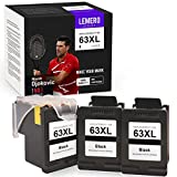 LemeroUtrust Remanufactured Ink Cartridge Replacement for HP 63XL 63 XL use with HP OfficeJet 3830 5255 5258 4650 4655 5200 5252 Envy 4520 DeskJet 1112 2132 2130 3630 3631 3632 3833 (Black, 3-Pack)