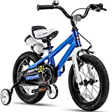 RoyalBaby Kids Bike Boys Girls Freestyle Bicycle 12 14 16 Inch with Training Wheels, 16 18 20 with Kickstand Child's Bike, Blue Red White Pink Green Orange