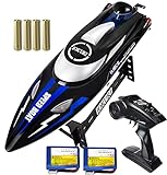 IOKUKI 2.4Ghz RC Boat- 20 mph High Speed Remote Control Boat for Kids & Adults for Lakes & Pools / 2 Rechargeable Batteries, Low Battery Alarm, Out of Range Prompt, Capsize Recovery (Blue)