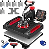 VEVOR 11 in 1 Heat Press, 15X12 Inch Multifunctional Clamshell Printer, 800W Digital Dual-Tube Heat Press Transfer Machine, 360°Swing Away Sublimation Machine for T-Shirt Hat Cap Mug Plate Pen Shoes