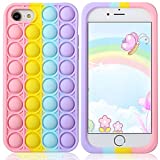 Aupartuds Pop It Phone Case for iPhone 8 7 6,Stress Reliever Push Pop Bubble Fidget Toys Cover,Cute Funny Soft Silicone Protective Shell for iPhone SE 4.7 inch - Rainbow