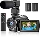 Video Camera Camcorder YouTube Vlogging Camera FHD 1080P 30FPS 24MP 16X Digital Zoom 3" LCD 270 Degrees Rotatable Screen Digital Camera Recorder with Microphone,Remote Control,2 Batteries