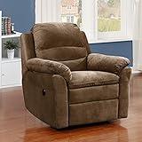 AC Pacific Felix Collection Contemporary Style Fabric Upholstered Living Room Electric Recliner Power Chair with Gentle Lumbar Massage, Brown (FELIX-7023-2-PRC)