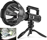 Rechargeable Spotlight Flashlight High Lumens, 90000 Lumens Super Bright Led Searchlight with Tripod and USB Output, IPX5 Waterproof 4 Modes Handheld Spotlight for Camping Emergencies