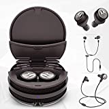 Motorola Tech3 3-in-1 Smart True Wireless Headphones - Cordless Earbuds, Sport Wire, Audio Plug-in - Sweatproof, Built-in Microphone, Charging Case with Cable Storage System - Mocha-Bronze