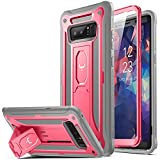 YOUMAKER Kickstand Case for Galaxy Note 8, Full Body with Built-in Screen Protector Heavy Duty Protection Shockproof Rugged Cover for Samsung Galaxy Note 8 6.3 Inch - Pink/Gray