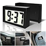 Betus Car Dashboard Digital Clock - Vehicle Adhesive Clock with Jumbo LCD Time & Day Display - Mini Automotive Stick On Watch for Car Truck Dashboard & Air Vent (Black