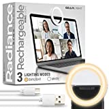 Radiance Selfie Ring Light for Laptop, iPhone, Zoom, Video Conference Lighting - Rechargeable Small Mini Circle Clip on LED Ringlight for Phone, Webcam, Computer, Conferencing, Recording