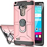 LG G Stylo Case,LG G4 Stylus Case (Not Fit LG G4) with HD Screen Protector YmhxcY 360 Degree Rotating Ring Kickstand Holder Dual Layers of Shockproof Phone Case for LG LS770-ZS Rose Gold