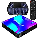 Android TV Box 11.0, Smart TV Box RK3318 2GB 16GB Support 2.4G 5.8G WiFi Bluetooth 4.1 with Mini Backlit Keyboard Ethernet LAN 3D 4K Video Android TV Player Google Mini PC Set Top TV Box