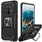 IKAZZ Galaxy S9 Case,Samsung S9 Cover Dual Layer Soft Flexible TPU and Hard PC Anti-Slip Full-Body Rugged Protective Phone Case with Magnetic Kickstand for Samsung Galaxy S9 Black