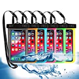 6 Pack Universal Waterproof Phone Pouch, Large Phone Waterproof Case Dry Bag IPX8 Outdoor Sports for Apple iPhone Pro XS XR XS 13 12 11 10 9 8 7 6 Plus,SE, Samsung S10 S10+ S9+ S9 S8+,Note,up to 6.5"