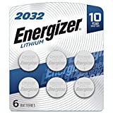 Energizer CR2032 Batteries, 3V Lithium Coin Cell 2032 Watch Battery,White (6 Count)