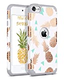 BENTOBEN iPod Touch 7 2019 Case, iPod Touch 6 Case, iPod Touch 5 Case, Hybrid Hard PC Cover Soft Silicone Bumper Pineapple Heavy Duty Protective Case for iPod Touch 7th/6th/5th Generation, White/Grey