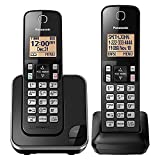 Panasonic Expandable Cordless Phone System with Amber Backlit Display – 2 Handsets – KX-TGC352B (Black)