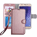 Galaxy J7 2018 Case/J7 V 2nd case/J7 Refine/J7 Star/J7 Aero/J7 Crown/J7 Top/J7 Aura/J7 Eon Case, ERAGLOW Luxury PU Leather Wallet Flip Protective Case Cover for Samsung Galaxy J737 (Rose Gold)