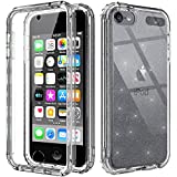 Cyberowl iPod Touch 7th Generation Case with Build in Screen Protector Heavy Duty Full Body Rugged Slim Fit Shockproof Cover for Apple iPod Touch 5/6/7th Generation (GW09 Glitter Clear)
