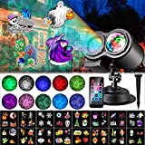 Halloween Christmas LED Projector Lights, LUXONIC 20 Slides LED Waterproof Outdoor Water Wave & Rotating Gobos Double Projection Light with Remote Control for Christmas Birthday Party Holiday